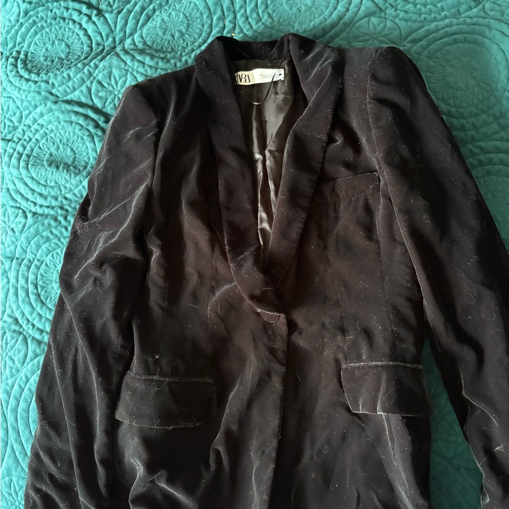 Zara Velvet Black Blazer